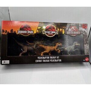 2025 Velociraptor Trilogy Set Jurassic Park 1 &3,The Lost World Dinosaur Boy NIB